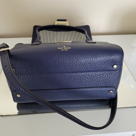 Kate Spade Leather Carlyle Street Alexa Satchel Bag in Blue - Picture 6 of 11